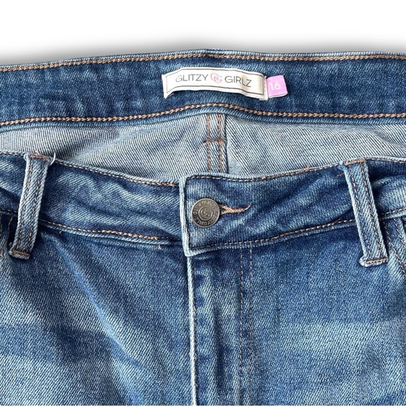 Frayed Hem Distressed Blue Jeans Plus Size Stretchy Curvy Fringe Size 16 - Picture 5 of 5